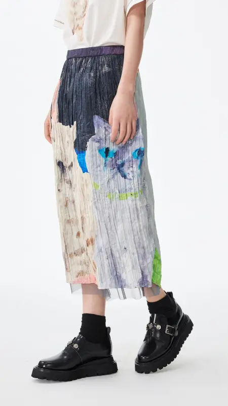 Crushed Mythical Animal Graphic Pencil Skirt online