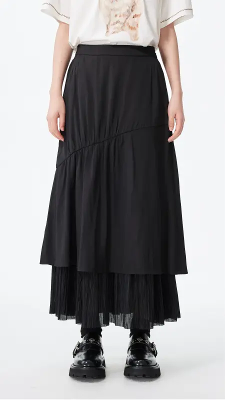 Pleated Patch Skirt online
