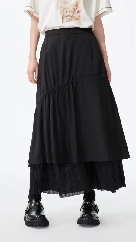 Pleated Patch Skirt online
